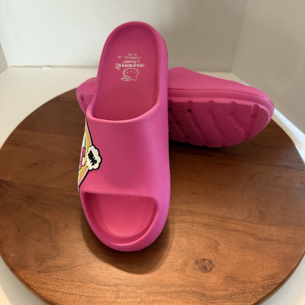 Hello Kitty by Sanrio Logo Bright Pink Adult's Slide Women's Size 9/10‎ Comfort